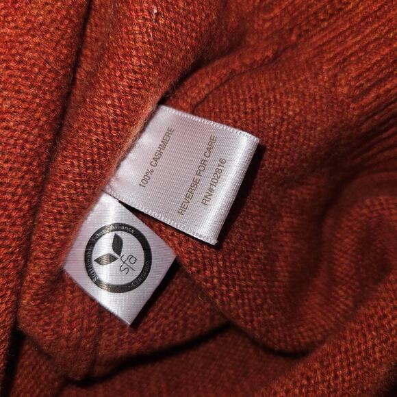 Garnet Hill 100% cashmere orange long sleeve sweater - Picture 6 of 7